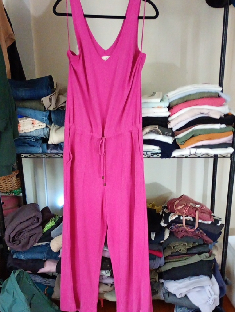 Lou & Grey Pink Sleeveless Jumpsuit with Drawstring Waist